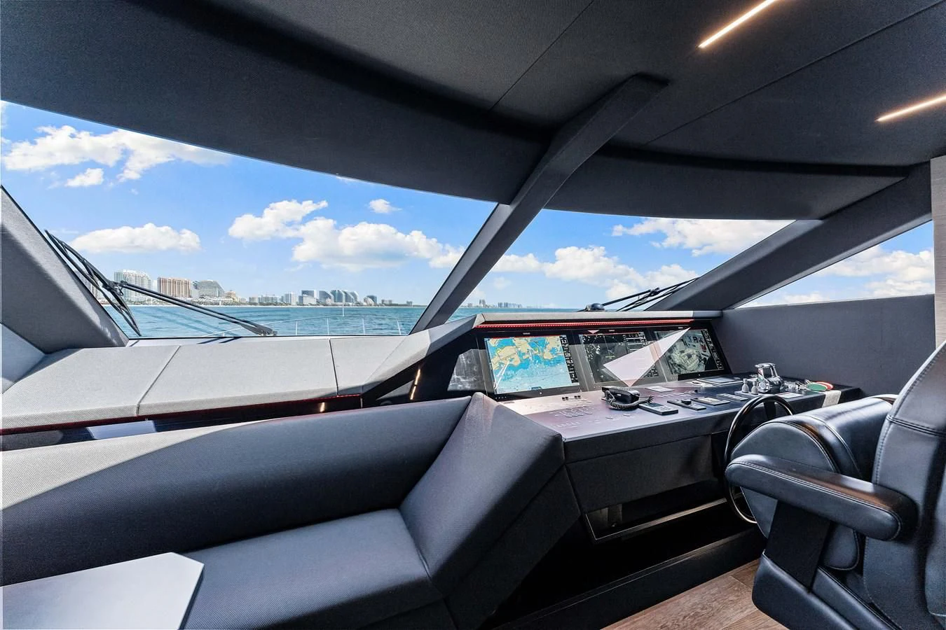 inside of a car aboard SUNSATION Yacht for Sale