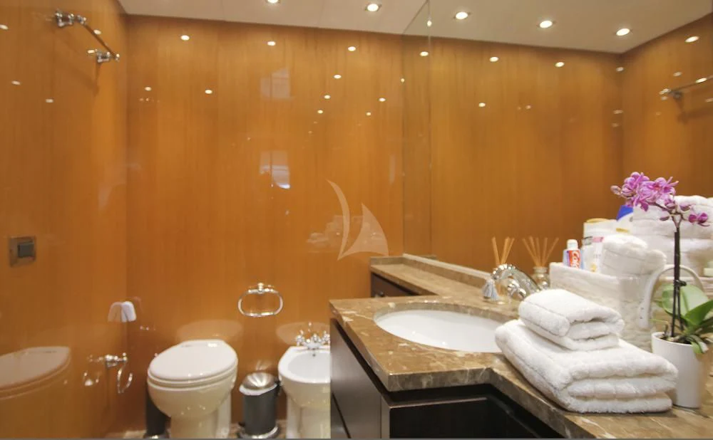 a bathroom with a sink toilet and a bathtub aboard VILLA SUL MARE Yacht for Sale