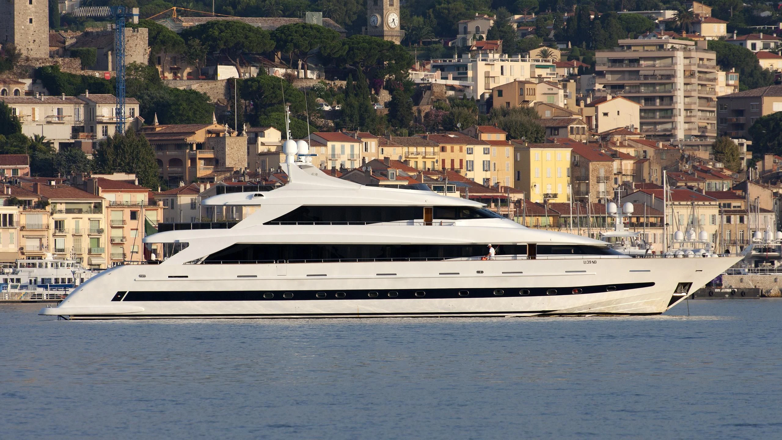 a large white yacht in the water aboard VILLA SUL MARE Yacht for Sale