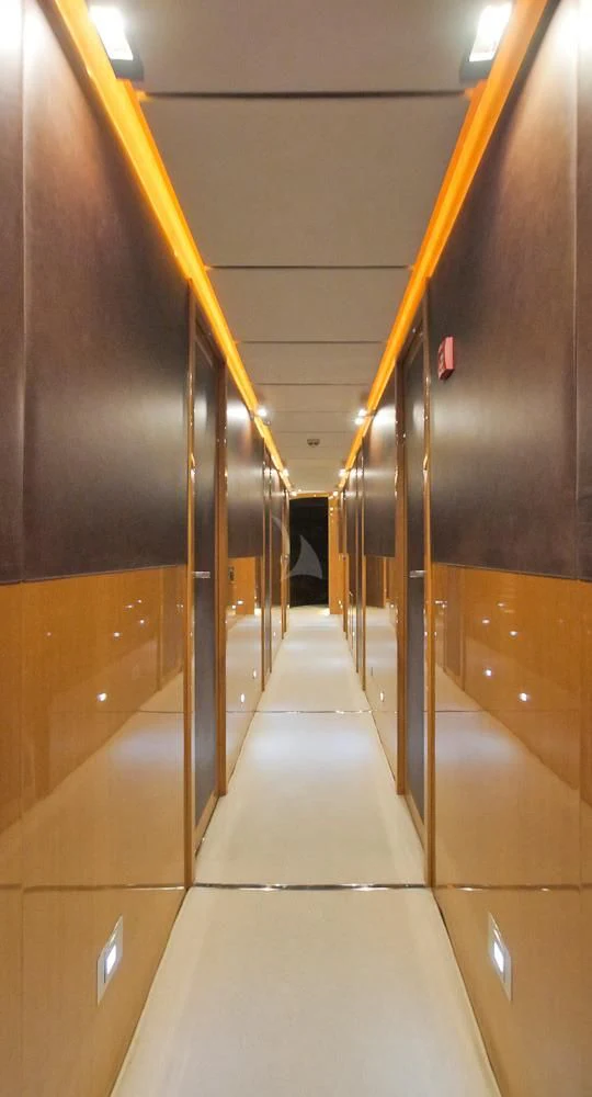 a hallway with a few doors aboard VILLA SUL MARE Yacht for Sale