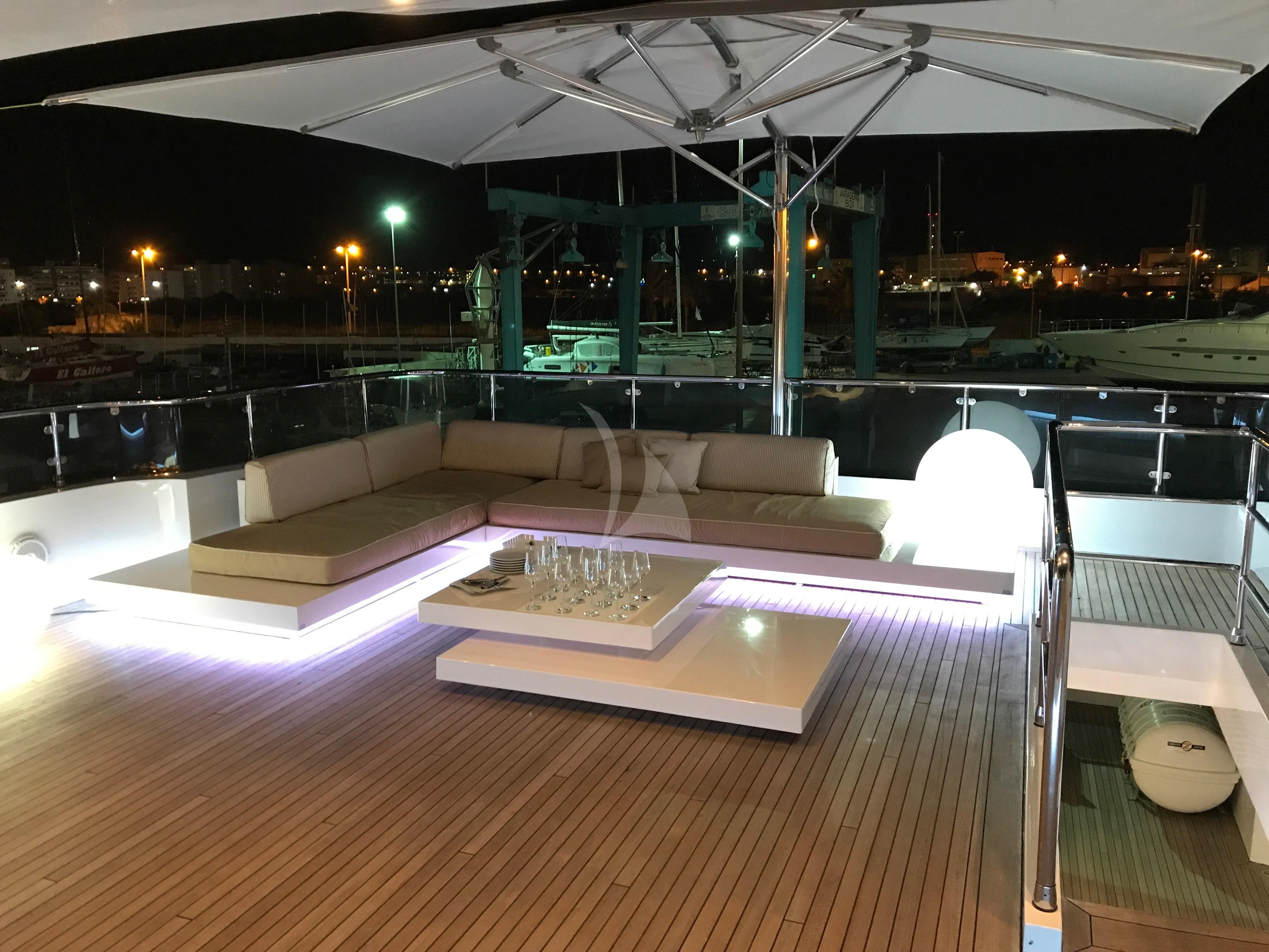 a large lounge area with a large lounge area and a large patio with a large building and a aboard VILLA SUL MARE Yacht for Sale