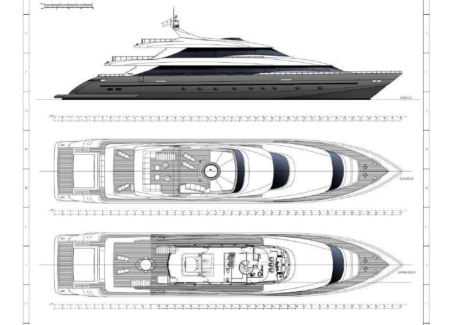 diagram, engineering drawing aboard VILLA SUL MARE Yacht for Sale
