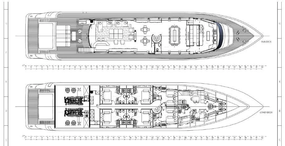 diagram, engineering drawing aboard VILLA SUL MARE Yacht for Sale