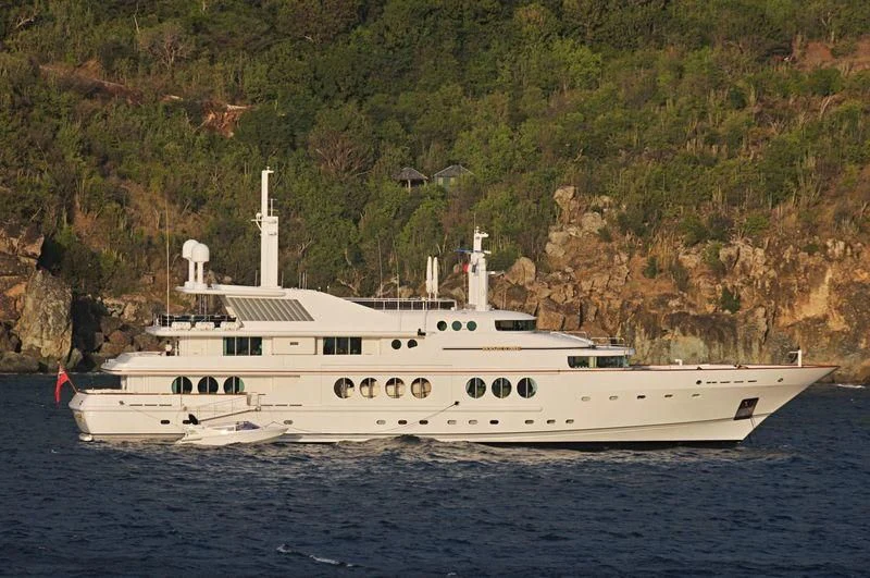 a large white ship in the water aboard MARIDOME Yacht for Sale