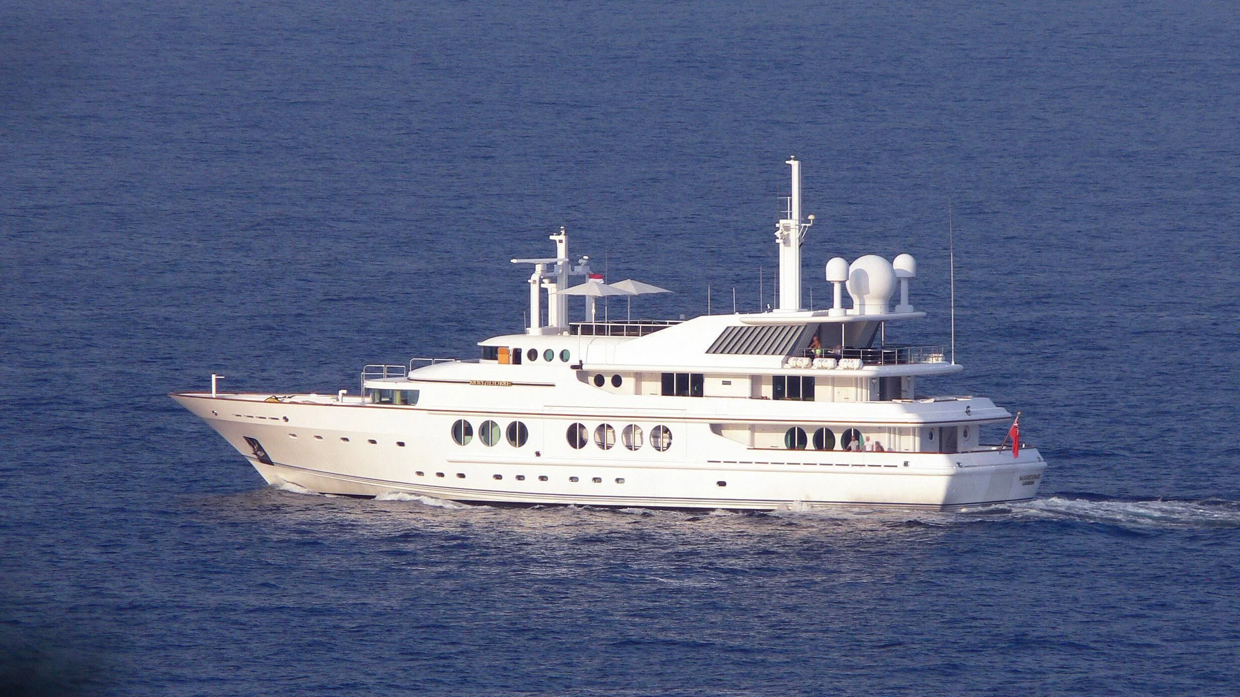 a white boat in the water aboard MARIDOME Yacht for Sale