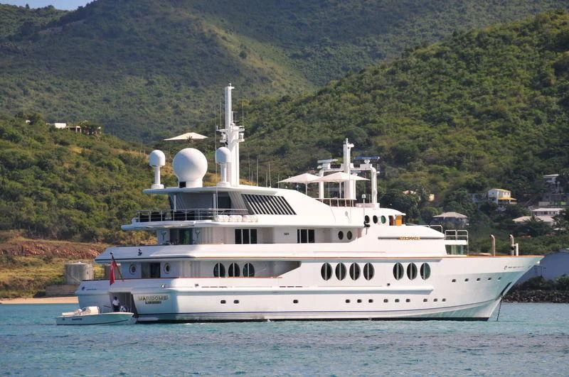 a large white boat in the water aboard MARIDOME Yacht for Sale
