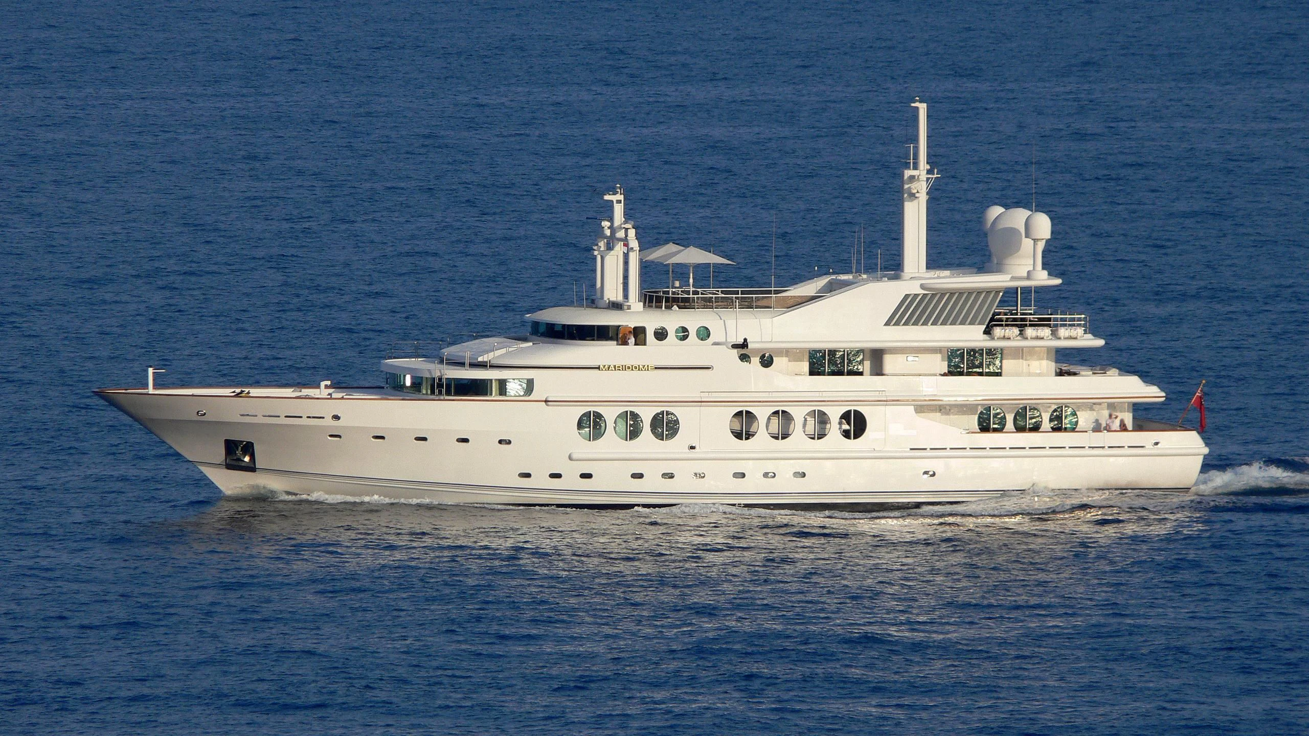 a large white boat in the water aboard MARIDOME Yacht for Sale