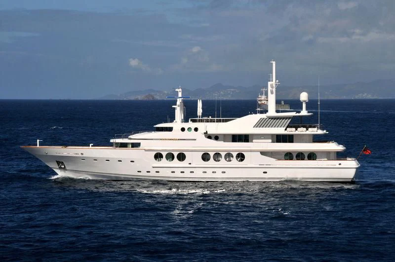 a white yacht in the water aboard MARIDOME Yacht for Sale