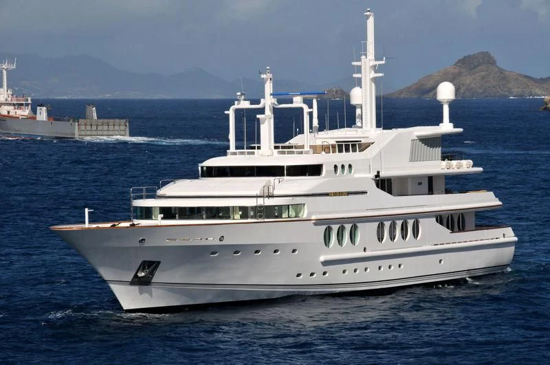 a large white boat in the water aboard MARIDOME Yacht for Sale