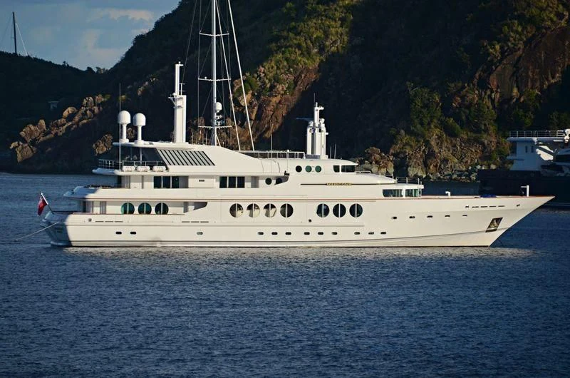 a white boat in the water aboard MARIDOME Yacht for Sale