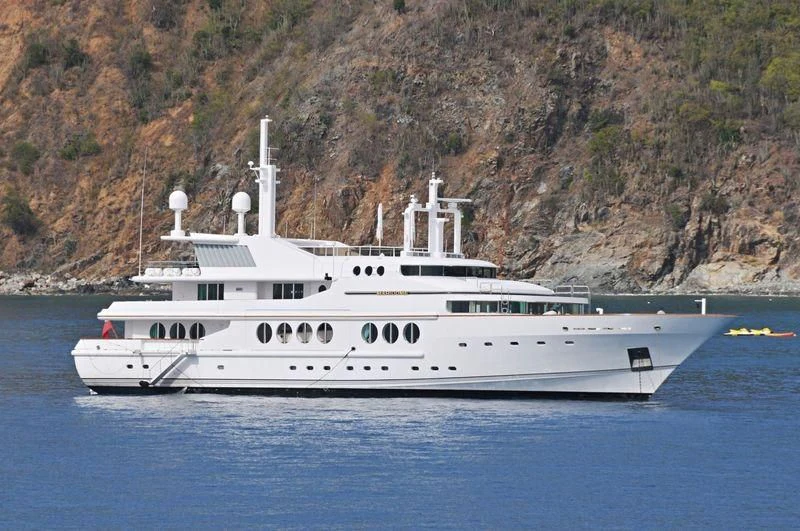 a white boat on water aboard MARIDOME Yacht for Sale