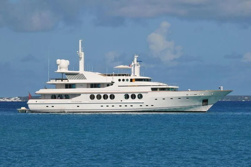 a large white ship aboard MARIDOME Yacht for Sale