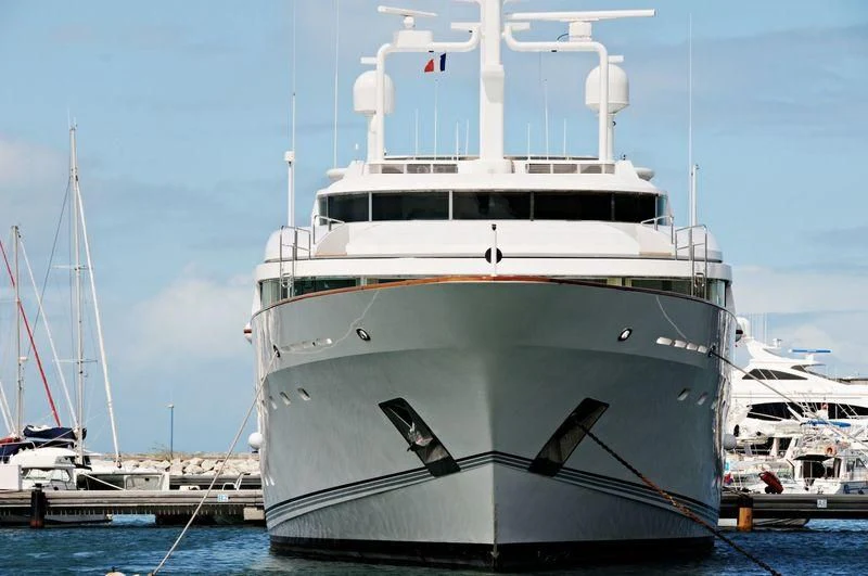 a large white yacht aboard MARIDOME Yacht for Sale