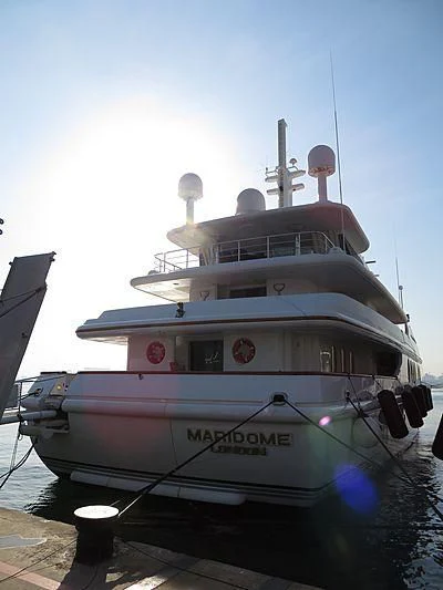 a large white boat aboard MARIDOME Yacht for Sale