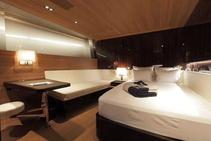 a room with two beds aboard SEAHAWK Yacht for Sale