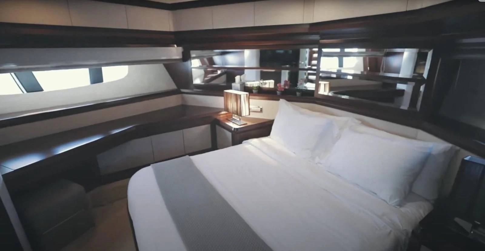 a bed in a room aboard BT2 Yacht for Sale