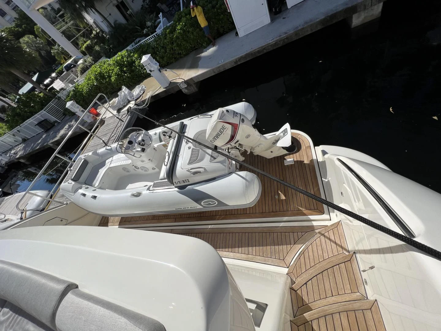 a white car with a black hood aboard BT2 Yacht for Sale