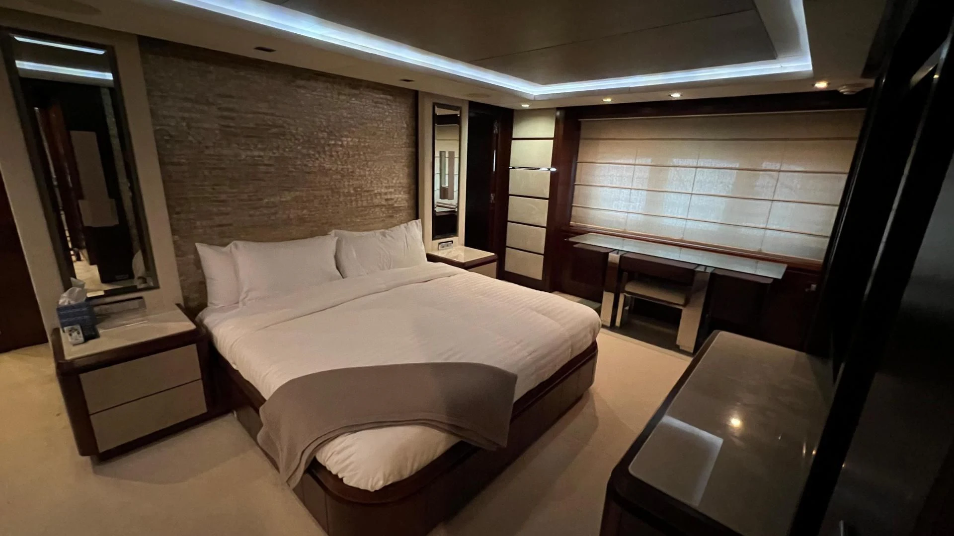 a bed in a room aboard BT2 Yacht for Sale