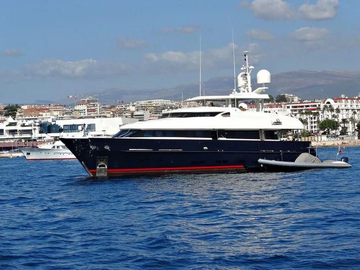 a large boat in the water aboard CONTESSINA Yacht for Sale
