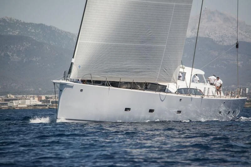 a boat sailing on the sea aboard UNFURLED Yacht for Sale