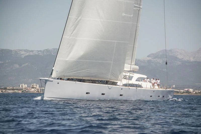 a sailboat on the water aboard UNFURLED Yacht for Sale