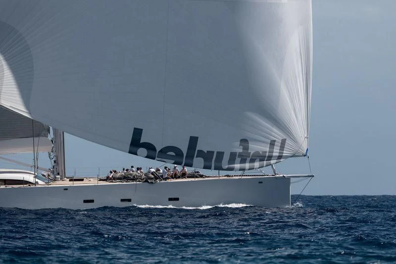 a large white boat in the water aboard UNFURLED Yacht for Sale