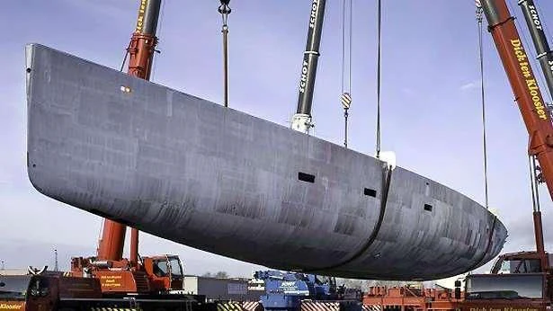 a large grey ship aboard UNFURLED Yacht for Sale