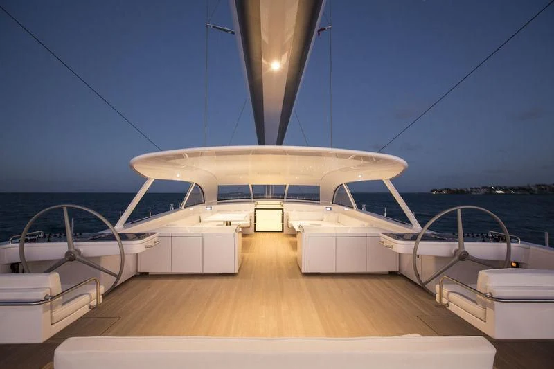 a boat on a deck aboard UNFURLED Yacht for Sale