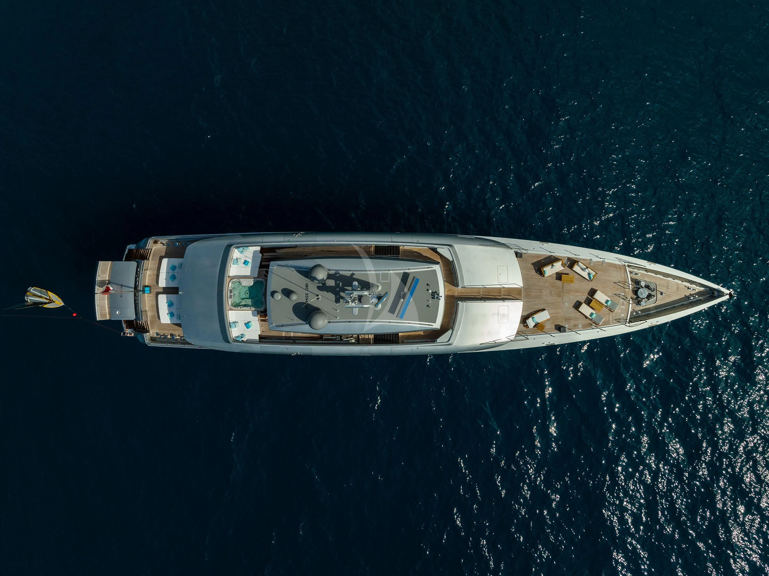 a space ship in space aboard FALCO MOSCATA Yacht for Sale