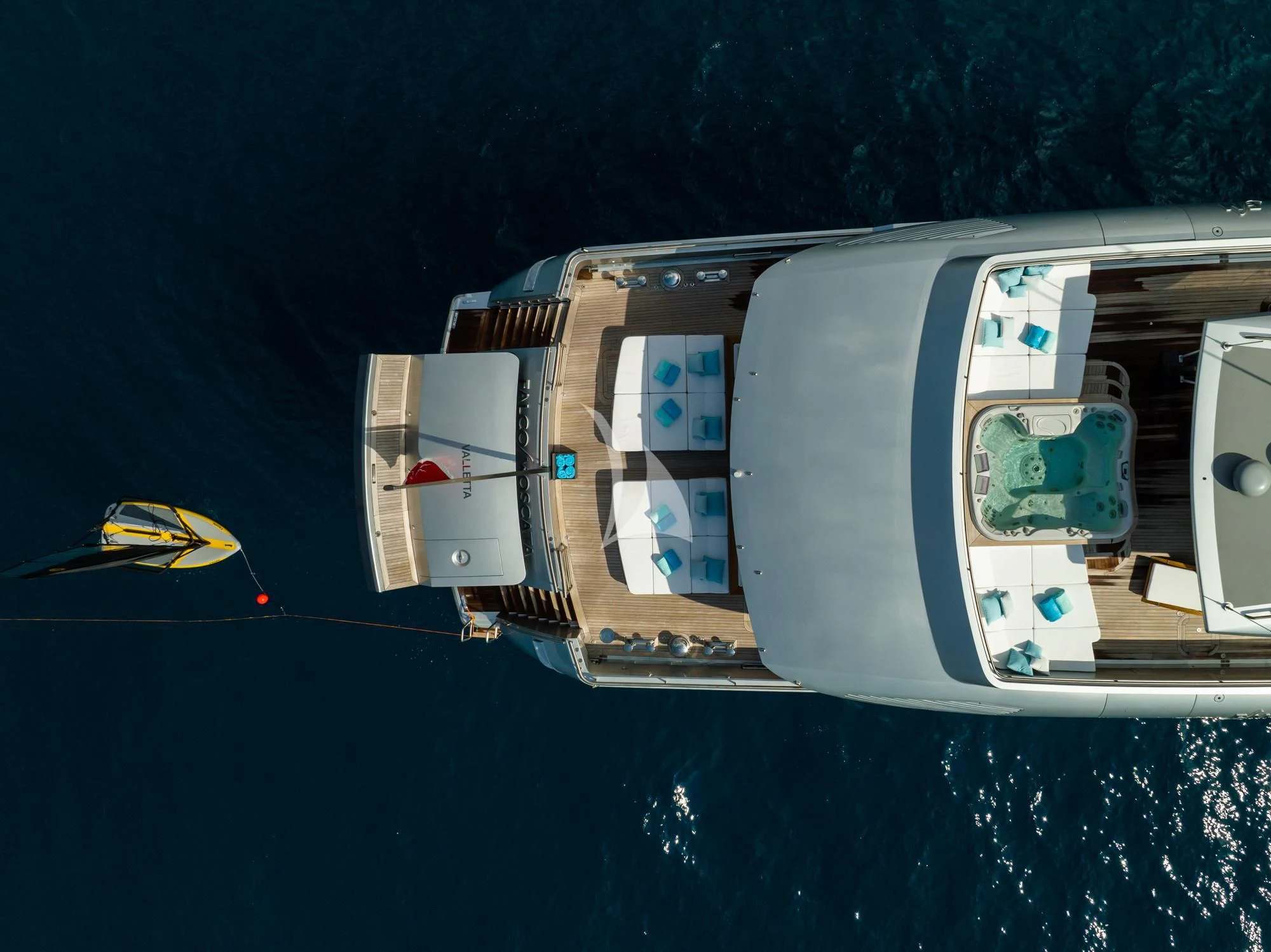 a satellite in space aboard FALCO MOSCATA Yacht for Sale