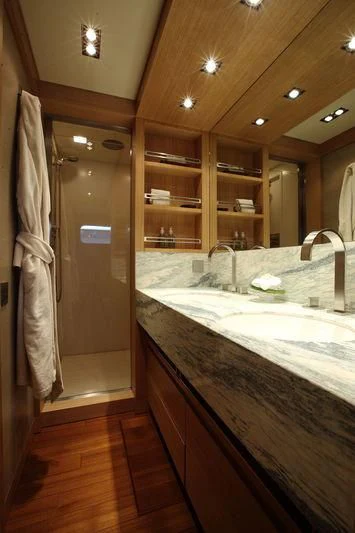a bathroom with a large countertop aboard FALCO MOSCATA Yacht for Sale