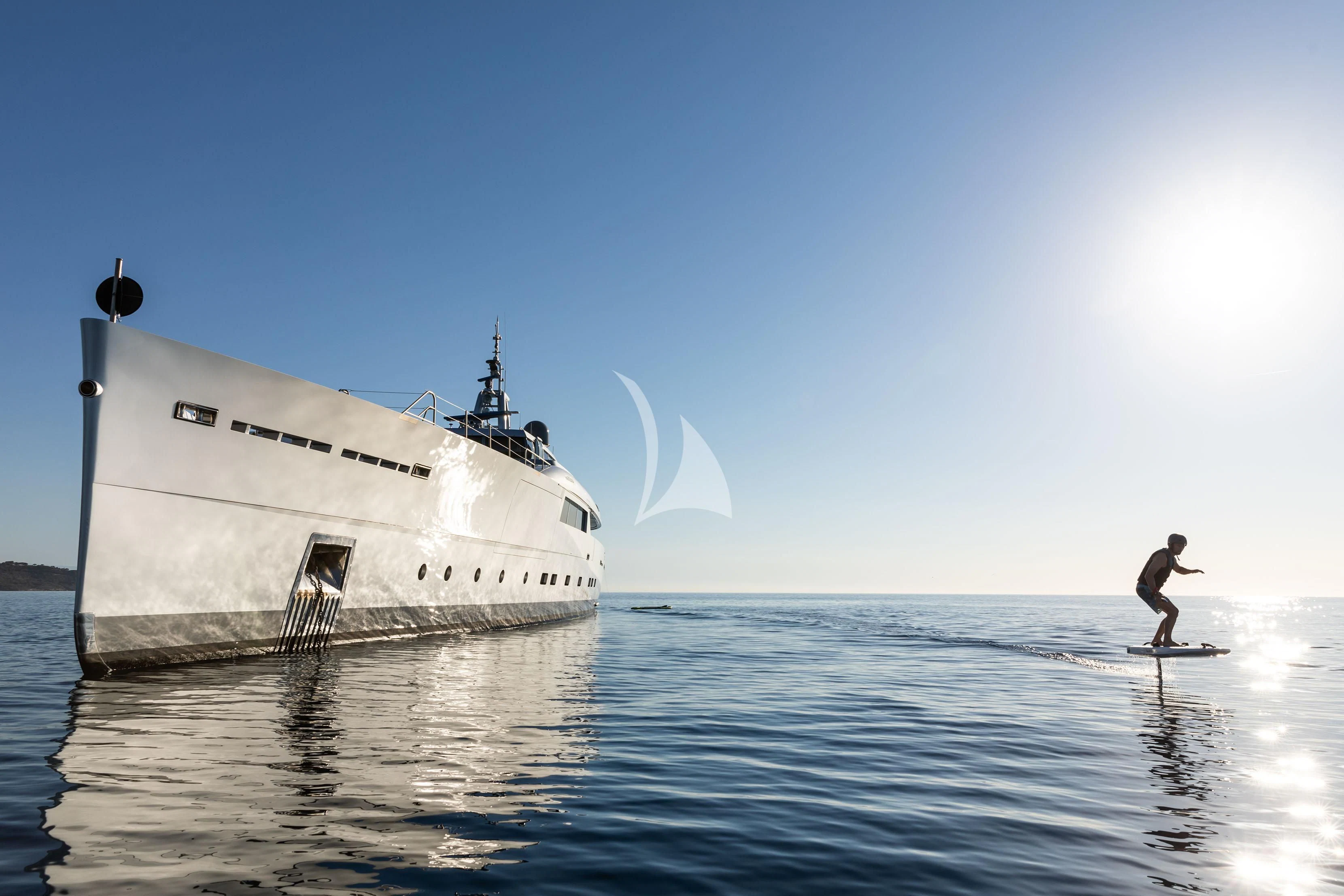a person is surfing in the sea aboard FALCO MOSCATA Yacht for Sale