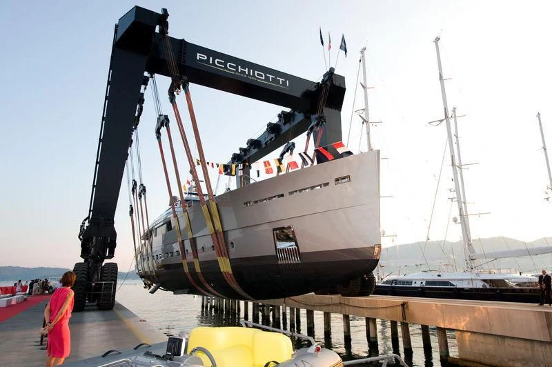 a boat on a dock aboard FALCO MOSCATA Yacht for Sale