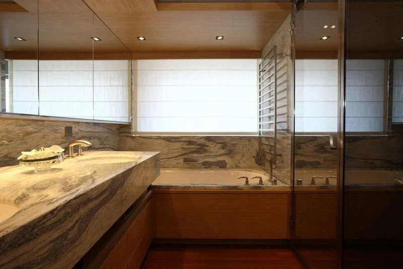 a large bathroom with a large shower unit aboard FALCO MOSCATA Yacht for Sale