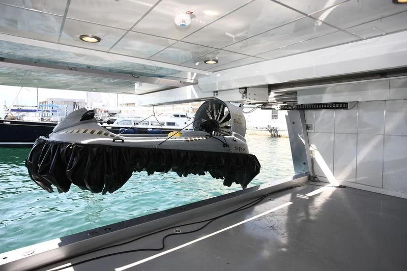 a large black object on a pool table aboard FALCO MOSCATA Yacht for Sale