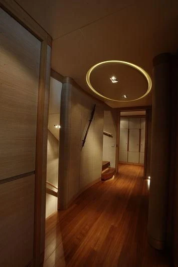 a hallway with a mirror aboard FALCO MOSCATA Yacht for Sale