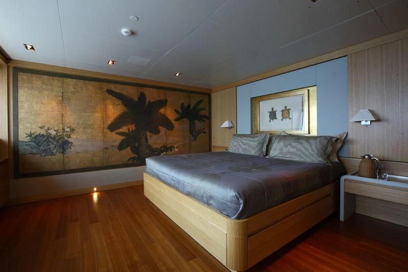 a bed in a room aboard FALCO MOSCATA Yacht for Sale