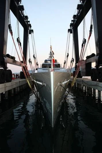 a boat docked at a pier aboard FALCO MOSCATA Yacht for Sale