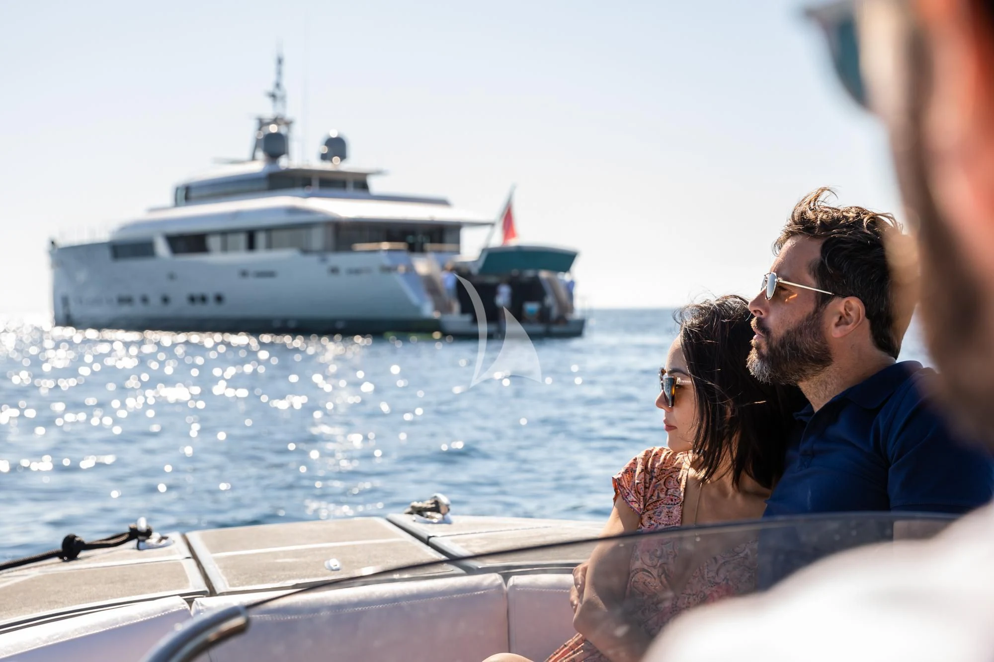 a group of people on a boat aboard FALCO MOSCATA Yacht for Sale