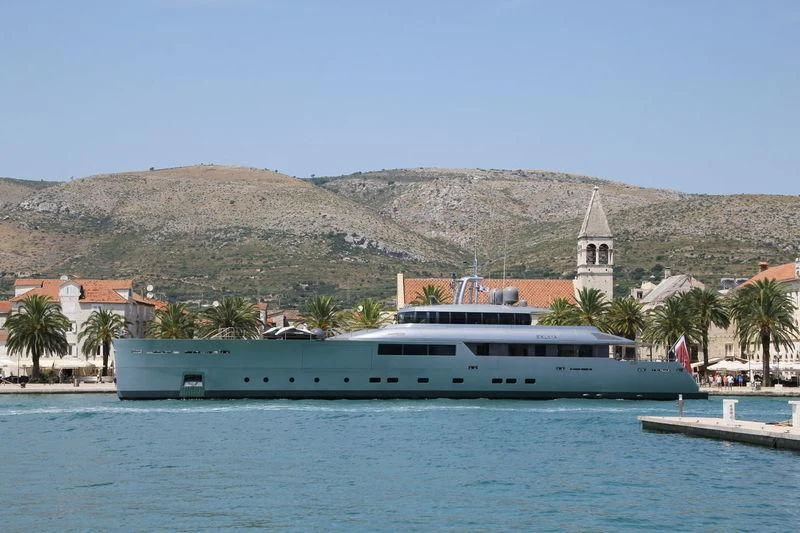 a large white boat in the water aboard FALCO MOSCATA Yacht for Sale