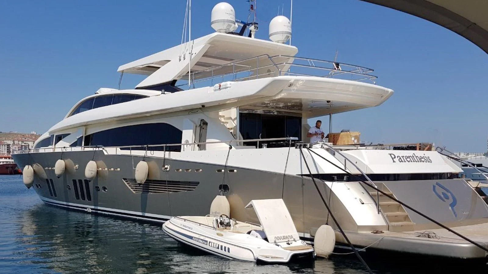 a large white boat in the water aboard HAKUNA MATATA Yacht for Charter