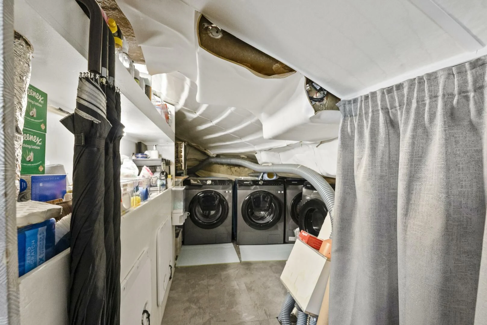 a room with a white curtain and a white curtain aboard PRINCESS LONA Yacht for Sale
