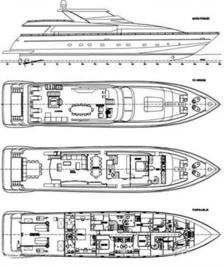 diagram, engineering drawing aboard PRINCESS LONA Yacht for Sale
