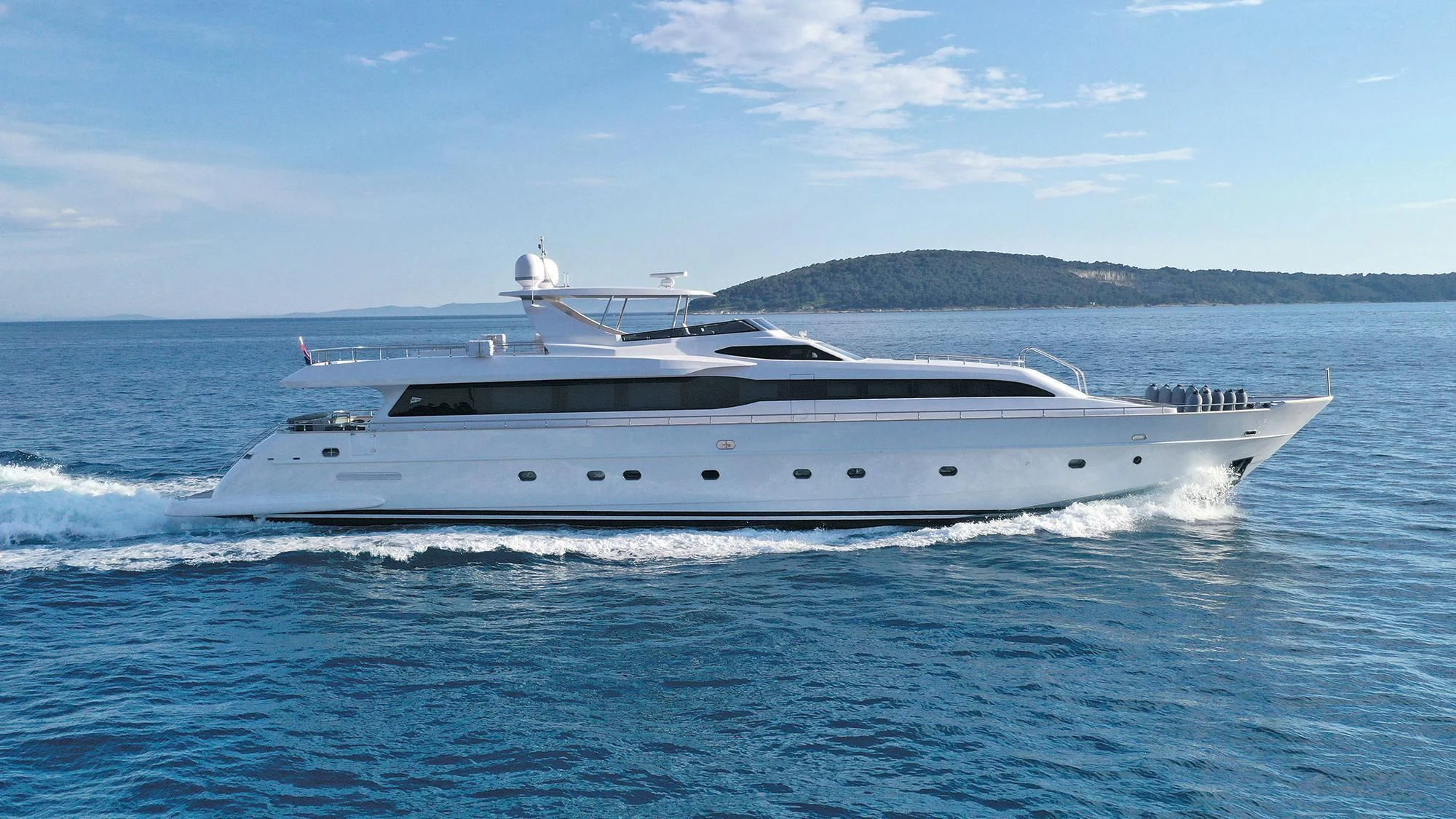 a white yacht in the water aboard PRINCESS LONA Yacht for Sale
