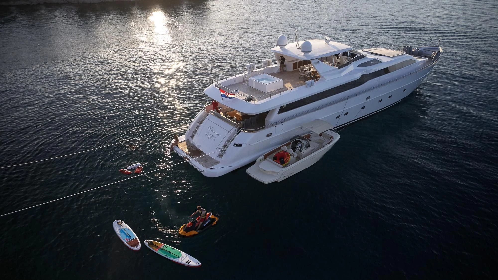 a boat on the water aboard PRINCESS LONA Yacht for Sale