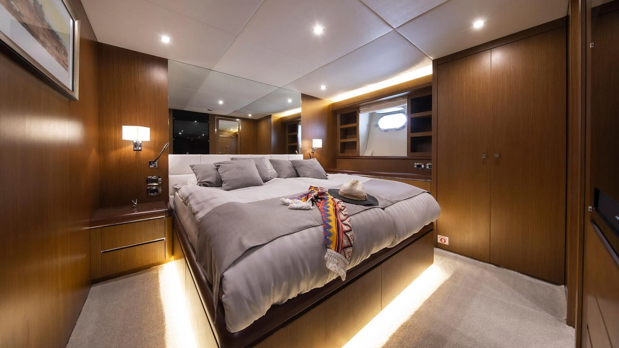 a bed in a hotel room aboard PRINCESS LONA Yacht for Sale
