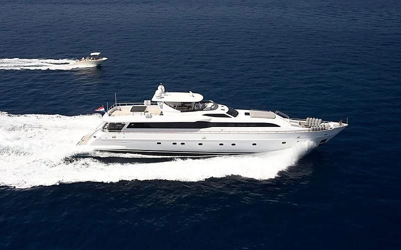 a white yacht on the water aboard PRINCESS LONA Yacht for Sale