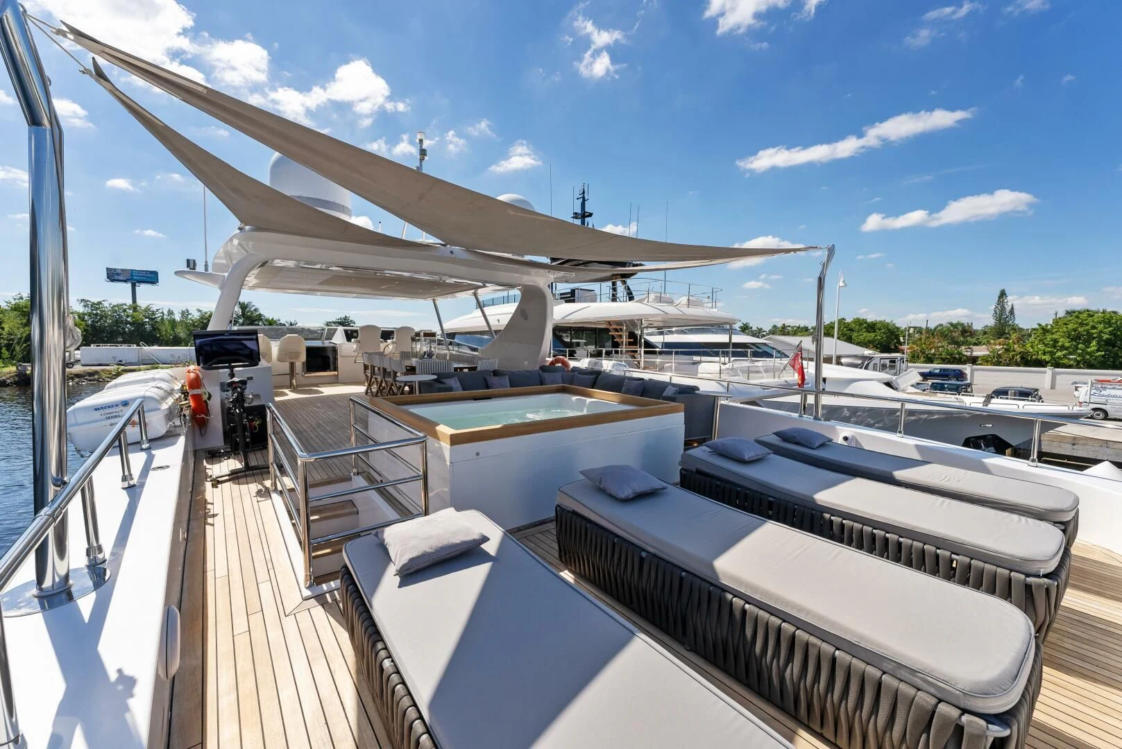 a deck with a solar panel aboard PRINCESS LONA Yacht for Sale