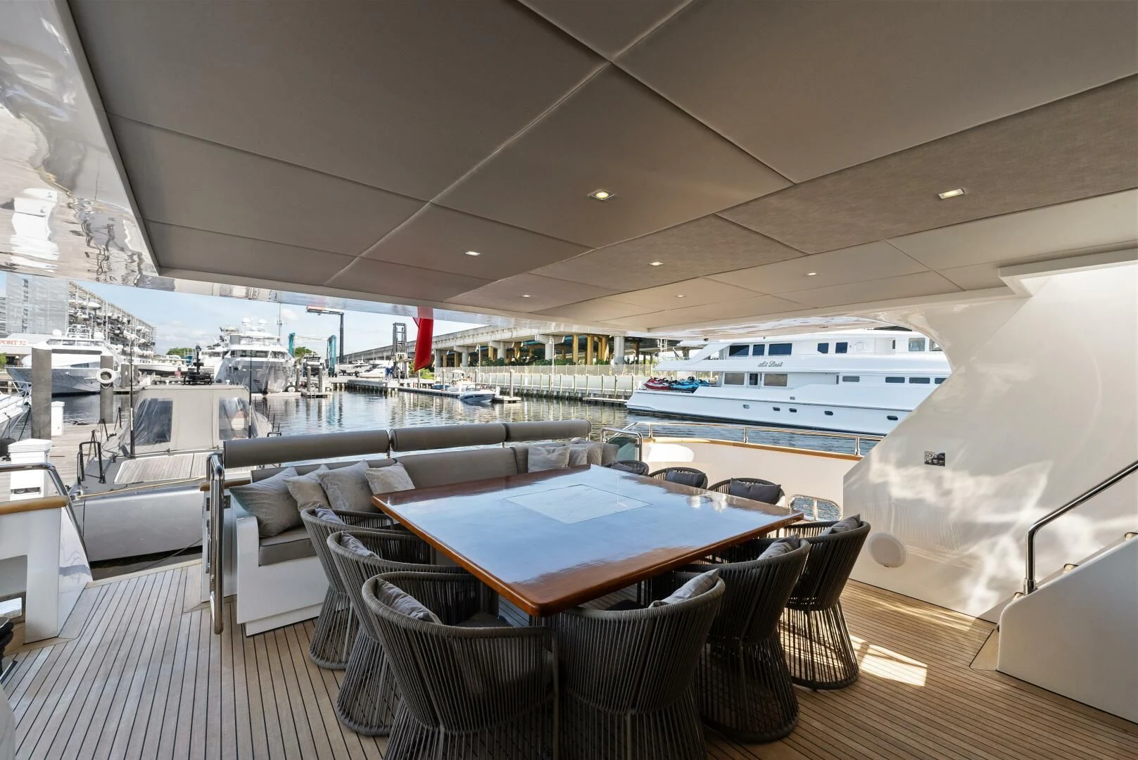 a boat in a large room aboard PRINCESS LONA Yacht for Sale