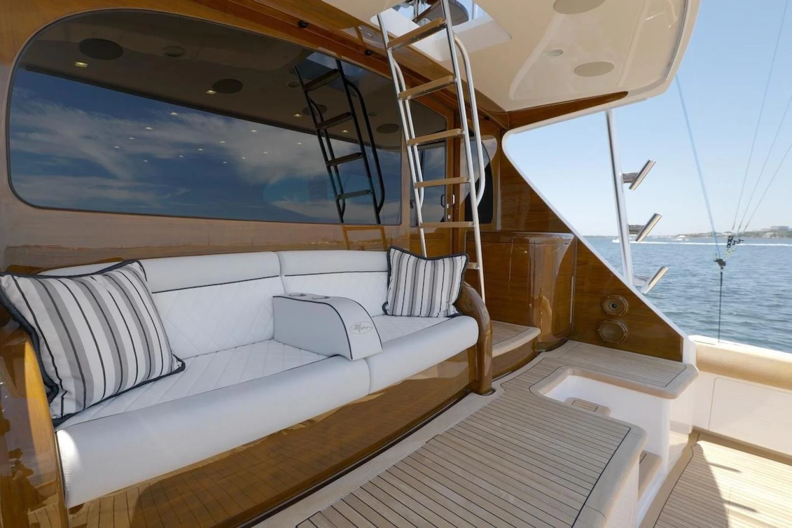 a boat with a bed aboard GAME ON Yacht for Sale